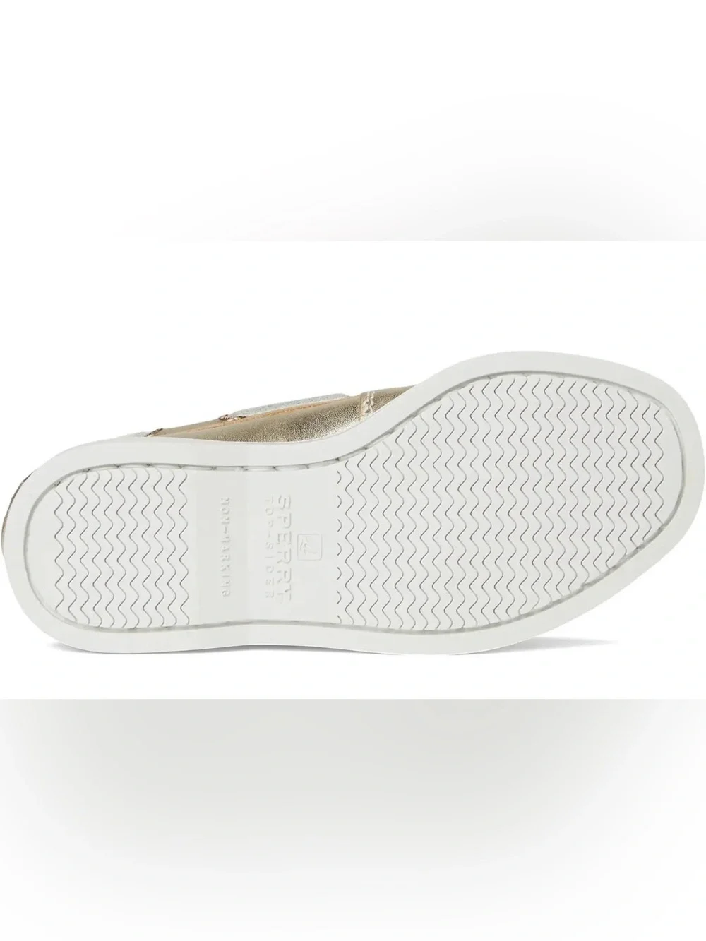 Sperry Kids Metallic Gold Boat Moccasins with White Soles